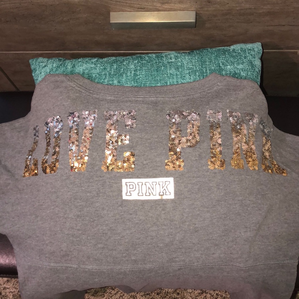PINK grey sequined sweatshirt